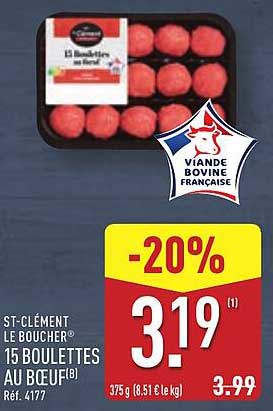 ST-CLÉMENT LE BOUCHER® 15 BOULETTES AU BŒUF(B)