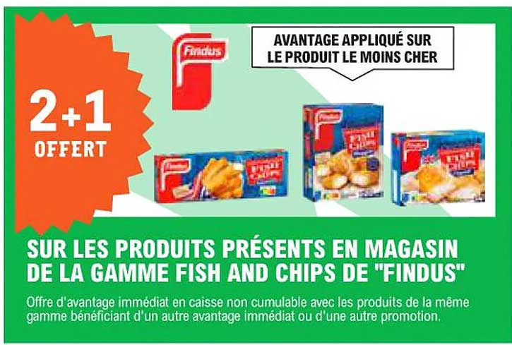 SUR LES PRODUITS PRÉSENTS EN MAGASIN DE LA GAMME FISH AND CHIPS DE "FINDUS"