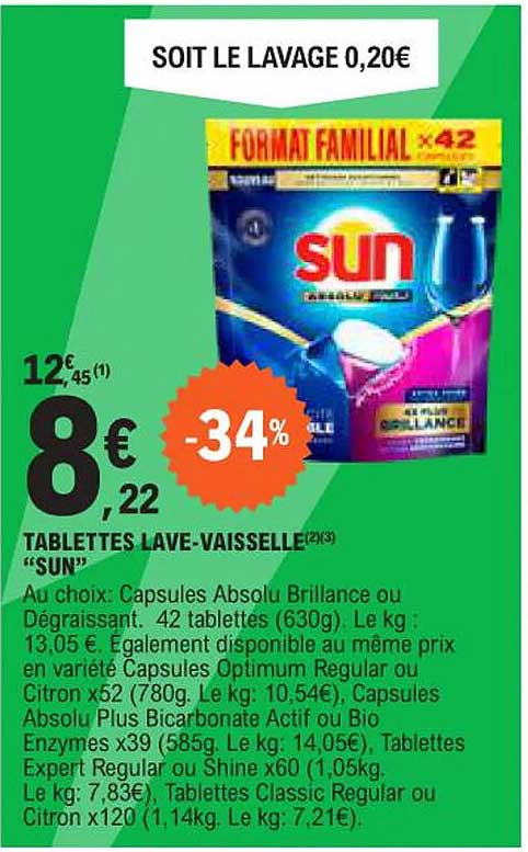 TABLETTES LAVE-VAISSELLE "SUN"