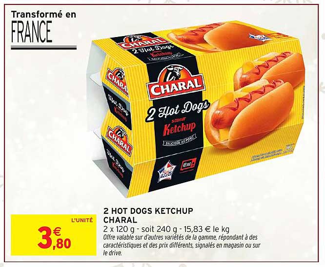 2 HOT DOGS KETCHUP CHARAL