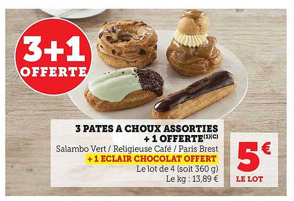 3 PÂTES À CHOUX ASSORTIES + 1 OFFERTES