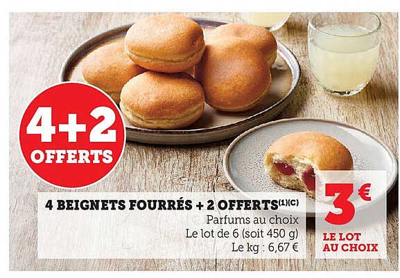 4 BEIGNETS FOURRÉS + 2 OFFERTS