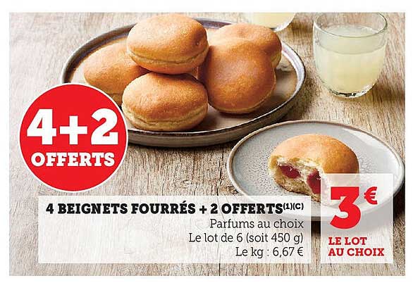 4 BEIGNETS FOURRÉS + 2 OFFERTS