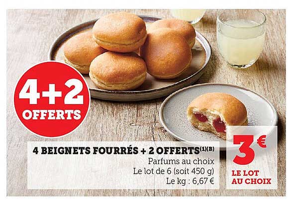 4 BEIGNETS FOURRÉS + 2 OFFERTS