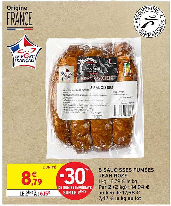 8 SAUCISSES FUMÉES JEAN ROZÉ