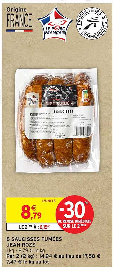 8 SAUCISSES FUMÉES JEAN ROZÉ