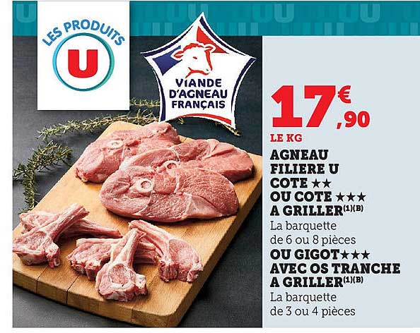 AGNEAU FILIERE U COTE ** OU COTE *** A GRILLER