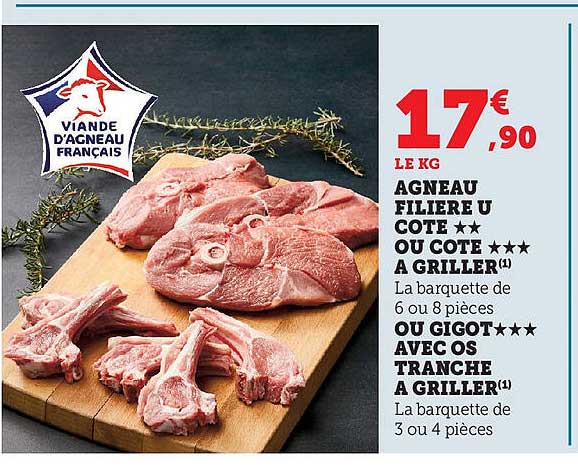 AGNEAU FILIERE U COTE ** OU COTE *** A GRILLER