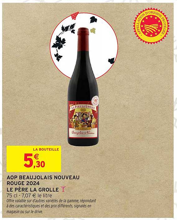 AOP BEAUJOLAIS NOUVEAU ROUGE 2024 LE PÈRE LA GROLLE