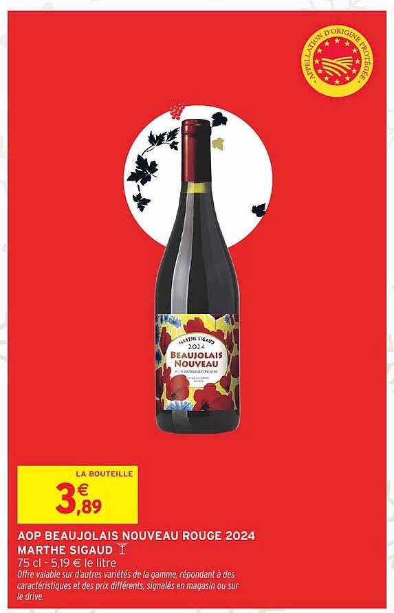 AOP BEAUJOLAIS NOUVEAU ROUGE 2024 MARTHE SIGAUD