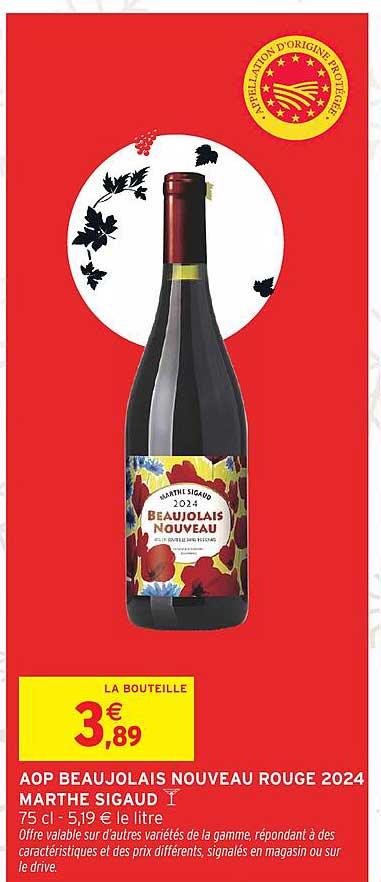 AOP BEAUJOLAIS NOUVEAU ROUGE 2024 MARTHE SIGAUD