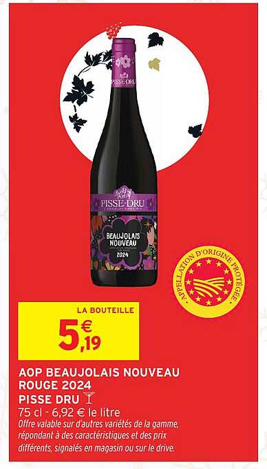 AOP BEAUJOLAIS NOUVEAU ROUGE 2024 PISSE DRU