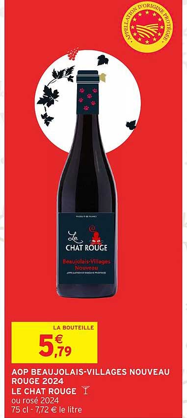 AOP BEAUJOLAIS-VILLAGES NOUVEAU ROUGE 2024 LE CHAT ROUGE