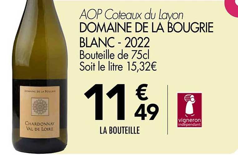 AOP Coteaux du Layon DOMAINE DE LA BOUGRIE BLANC - 2022