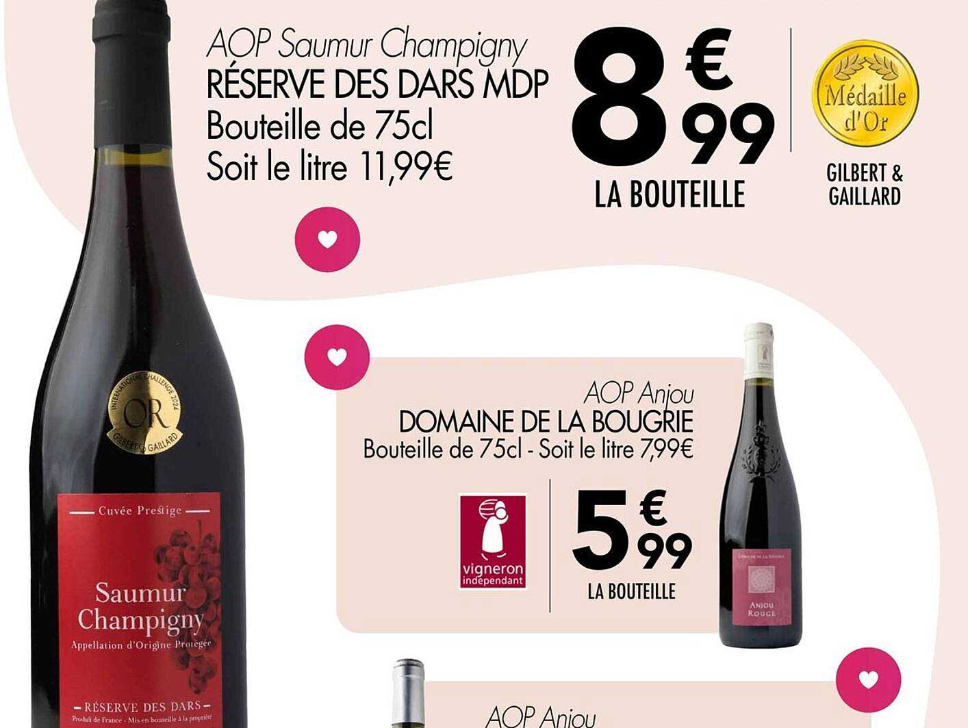 AOP Saumur Champigny RÉSERVE DES DARS MDP  
AOP Anjou DOMAINE DE LA BOUGRIE  