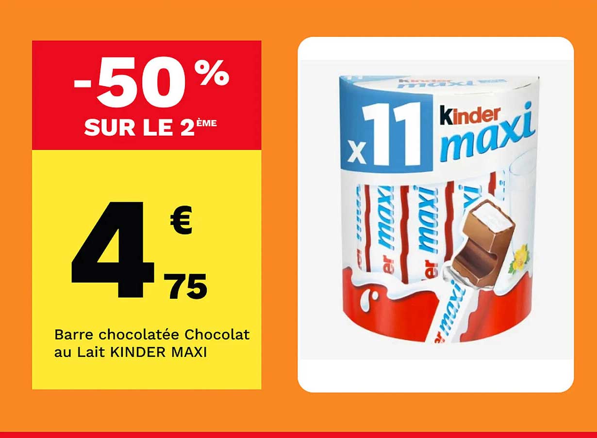 Barre chocolatée Chocolat au Lait KINDER MAXI