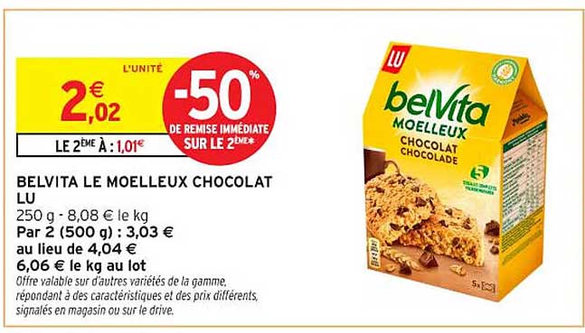 BELVITA LE MOELLEUX CHOCOLAT LU