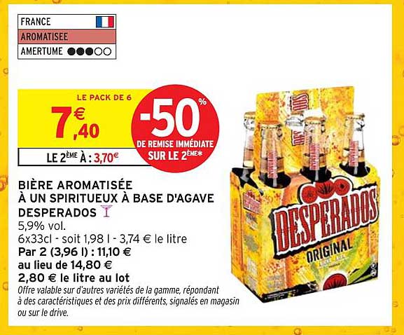 BIÈRE AROMATISÉE À UN SPIRITEUX À BASE D'AGAVE DESPERADOS