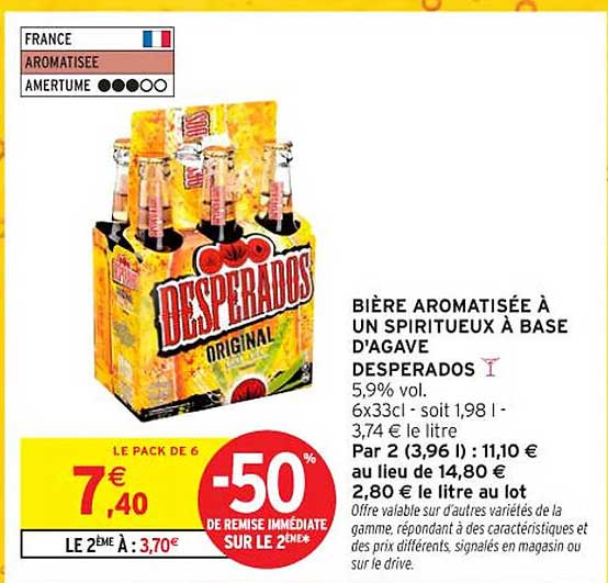 BIÈRE AROMATISÉE À UN SPIRITUEUX À BASE D'AGAVE DESPERADOS