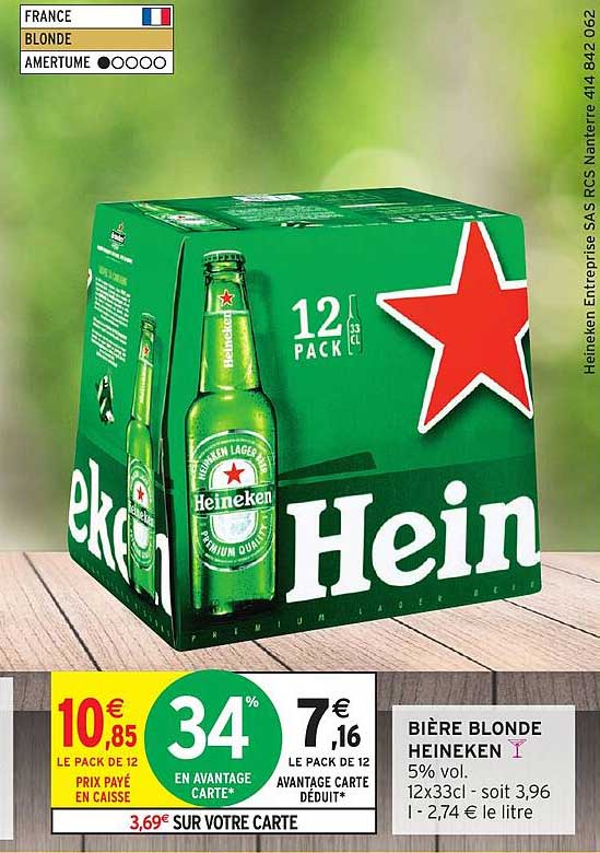 BIÈRE BLONDE HEINEKEN