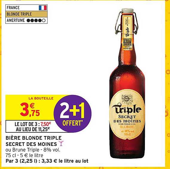 BIÈRE BLONDE TRIPLE SECRET DES MOINES