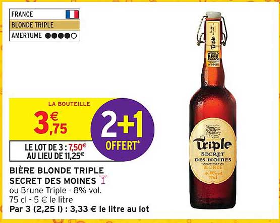 BIÈRE BLONDE TRIPLE SECRET DES MOINES