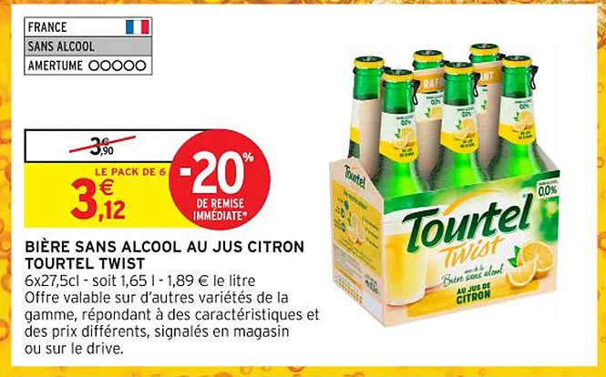 BIÈRE SANS ALCOOL AU JUS CITRON TOURTEL TWIST