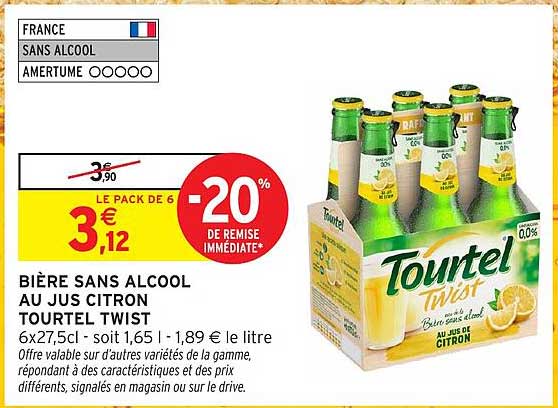 BIÈRE SANS ALCOOL AU JUS CITRON TOURTEL TWIST