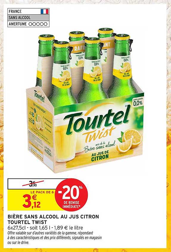 BIÈRE SANS ALCOOL AU JUS CITRON TOURTEL TWIST