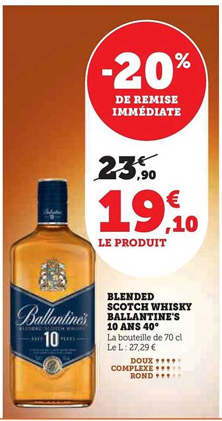 BLENDED SCOTCH WHISKY BALLANTINE'S 10 ANS 40°