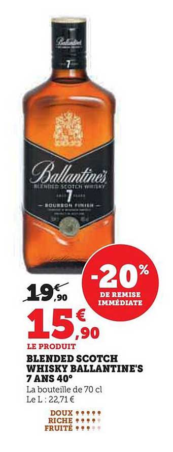 BLENDED SCOTCH WHISKY BALLANTINE'S 7 ANS 40°