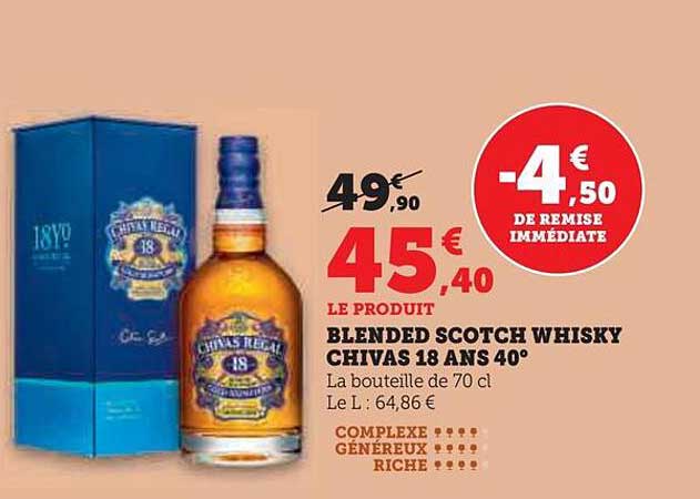 BLENDED SCOTCH WHISKY CHIVAS 18 ANS 40°