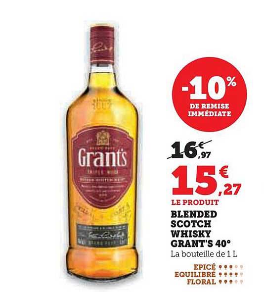 BLENDED SCOTCH WHISKY GRANT'S 40°