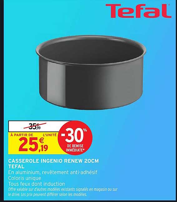 CASSEROLE INGENIO RENEW 20CM TEFAL