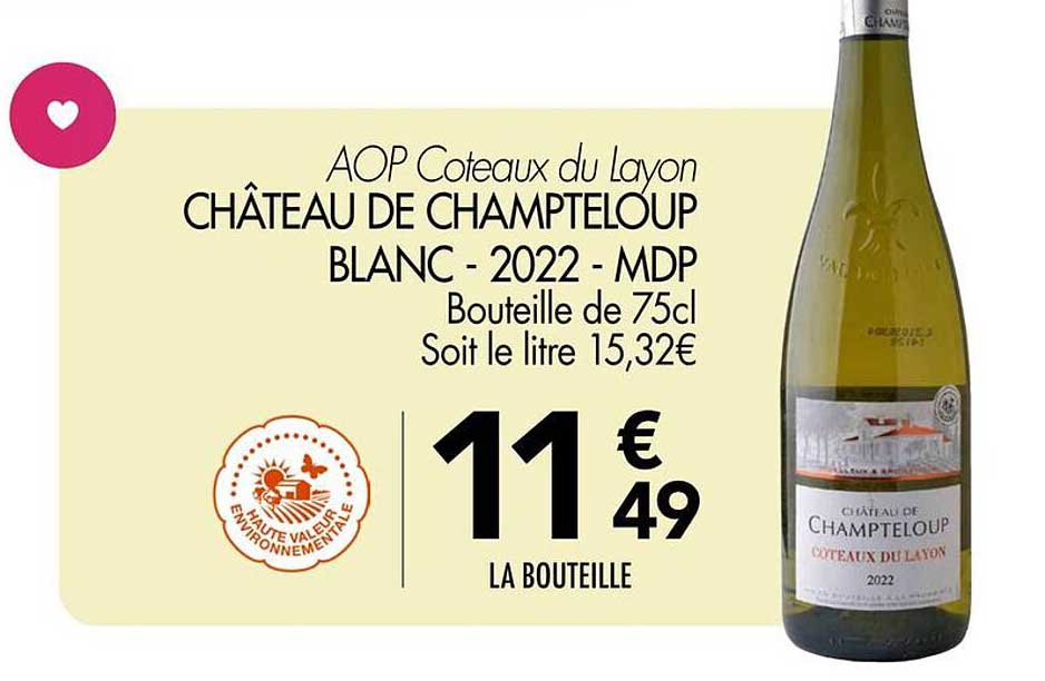 CHÂTEAU DE CHAMPTELOUP BLANC - 2022 - MDP