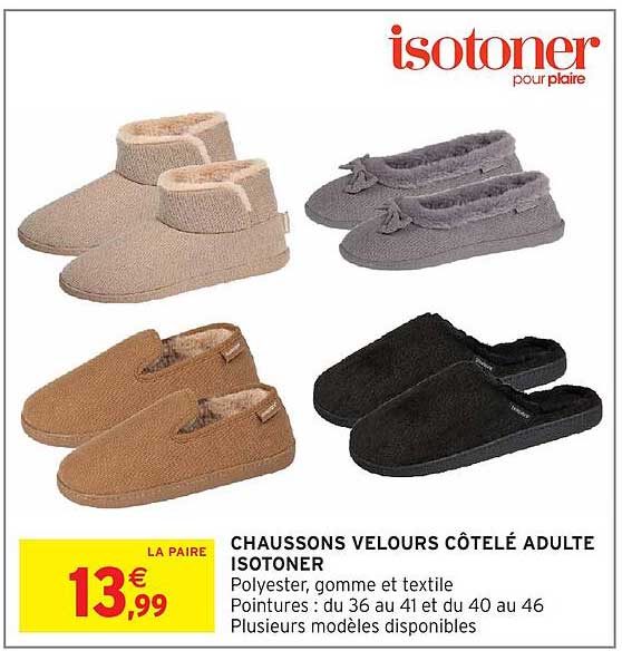 CHAUSSONS VELOURS CÔTELÉ ADULTE ISOTONER