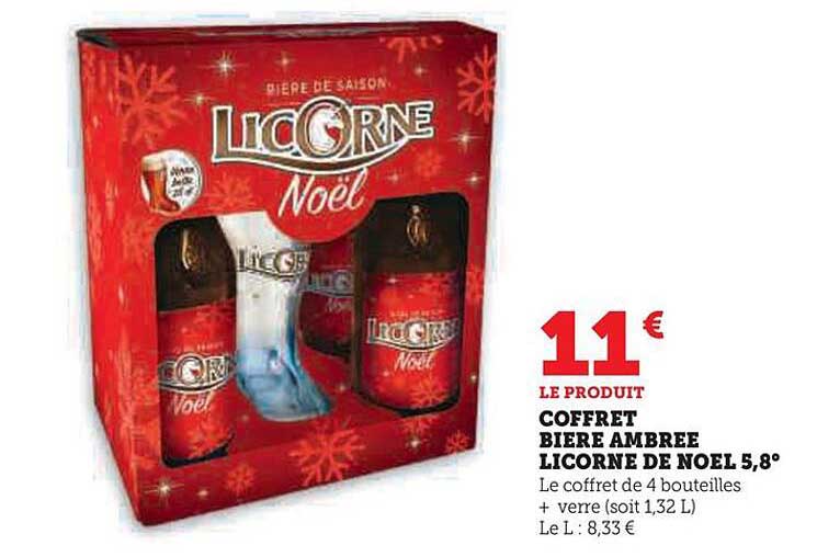 Coffret Bière Ambrée Licorne de Noël 5,8°