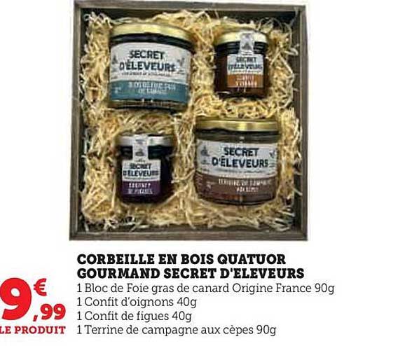 CORBEILLE EN BOIS QUATUOR GOURMAND SECRET D'ÉLEVEURS