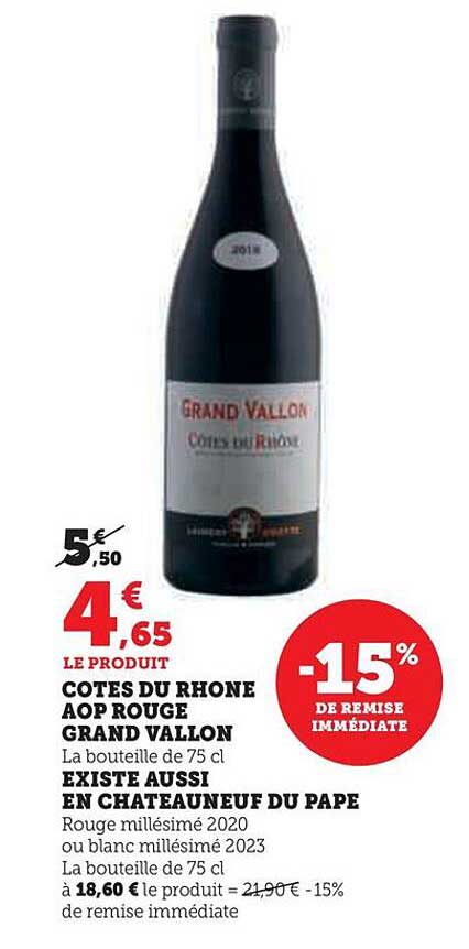 COTES DU RHONE AOP ROUGE GRAND VALLON