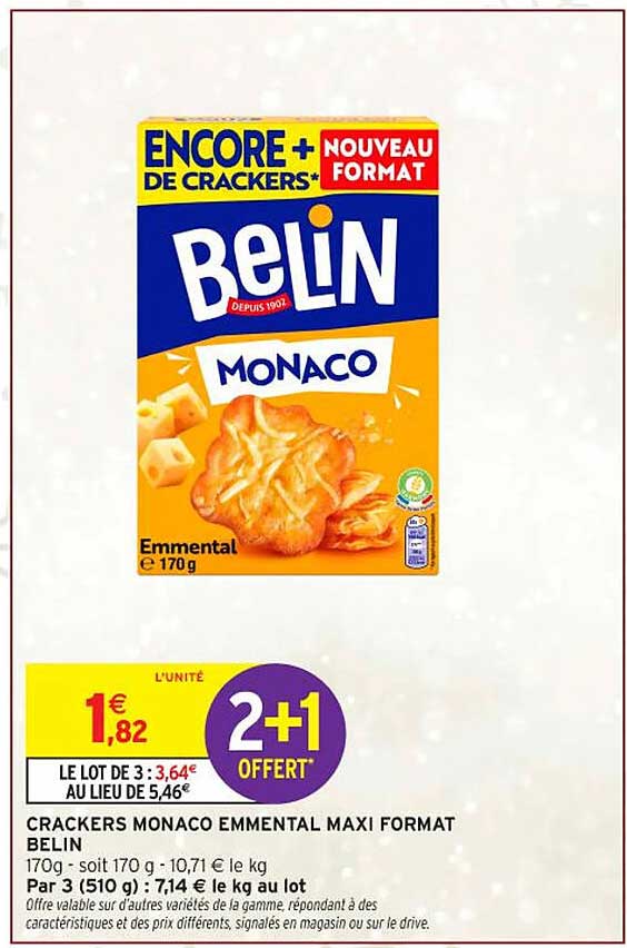 CRACKERS MONACO EMMENTAL MAXI FORMAT BELIN