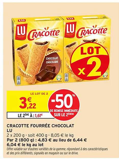 CRACOTTE FOURRÉE CHOCOLAT LU