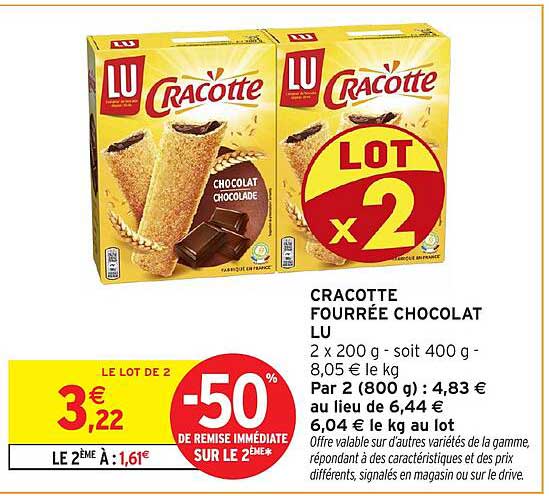 CRACOTTE FOURRÉE CHOCOLAT LU