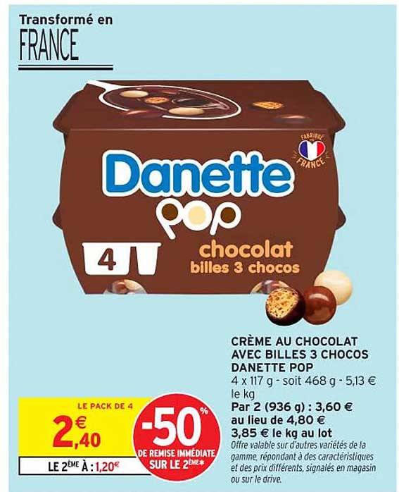 Danette pop chocolat billes 3 chocos