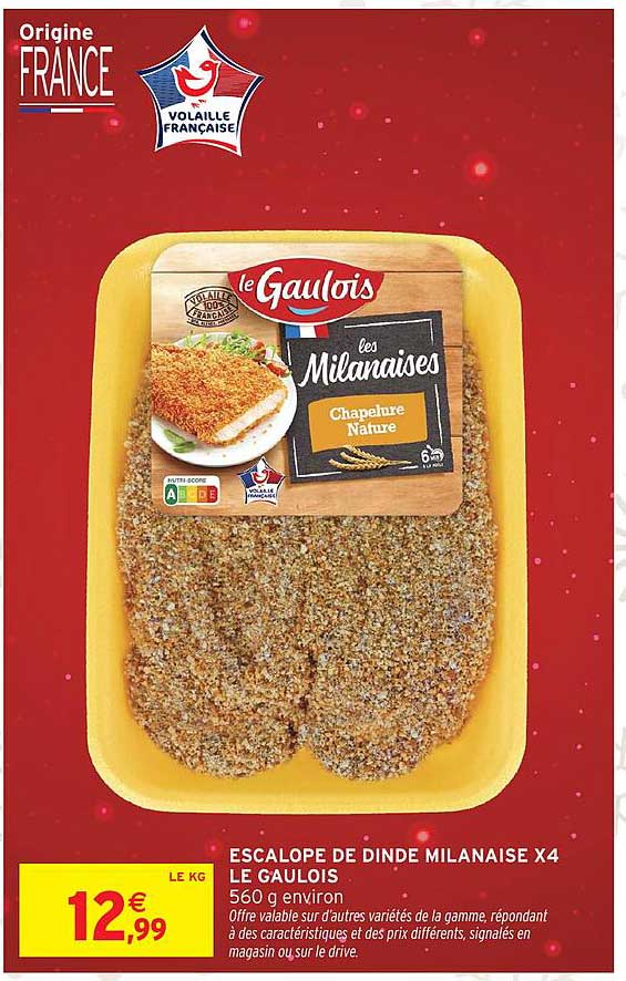 Escalope de dinde milanaise X4 Le Gaulois