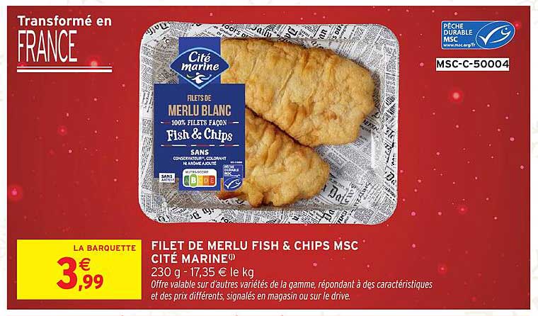 FILET DE MERLU FISH & CHIPS MSC CITÉ MARINE