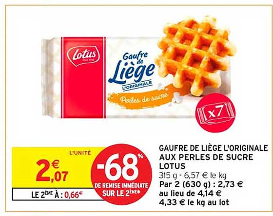 GAUFRE DE LIEGE L'ORIGINALE AUX PERLES DE SUCRE LOTUS