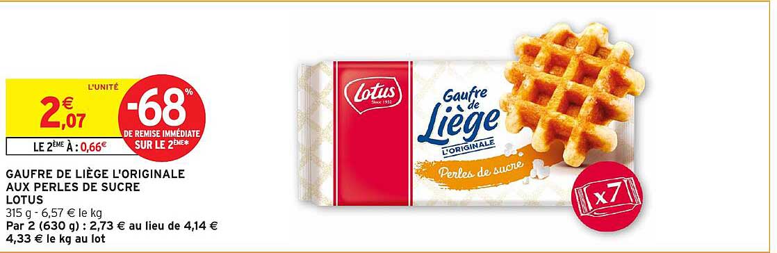 GAUFRE DE LIÈGE L'ORIGINALE AUX PERLES DE SUCRE LOTUS