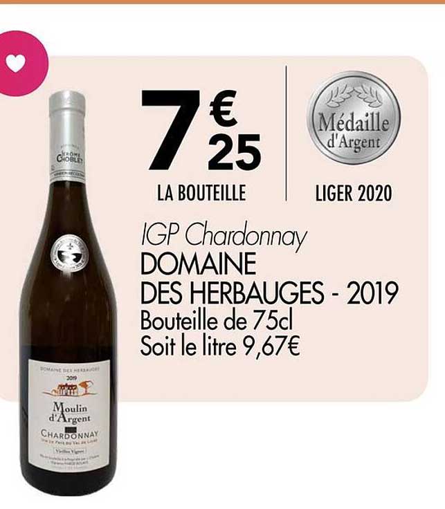 IGP Chardonnay DOMAINE DES HERBAUGES - 2019