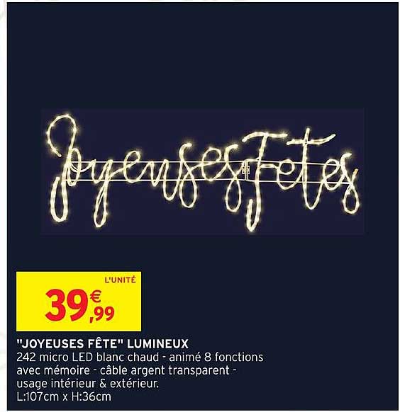 "JOYEUSES FÊTES" LUMINEUX