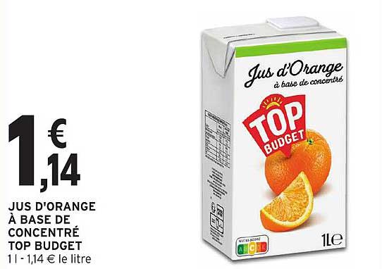 Jus d'Orange à base de concentré TOP BUDGET